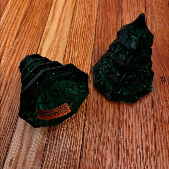 nachtmann riedel glassworks crystal green christmas trees set 2 made in germany - Picture 3 of 3